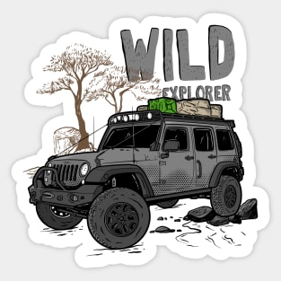 Wild Explorer Jeep - Adventure Grey Jeep Wild Explore for Outdoor enthusiasts Sticker